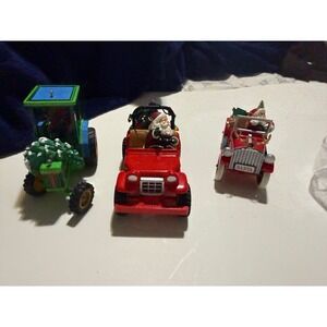 Hallmark Keepsake Christmas Ornaments 1996 Tractor Santa Jeep Car Set of 3